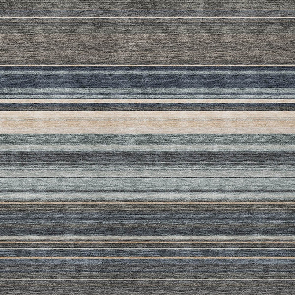 HomeRoots 5' Durable Taupe Beige and Pewter Striped Washable Area Rug for Indoor and Outdoor Elegance 5' X 8' 614846