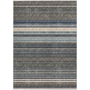 HomeRoots 5' Durable Taupe Beige and Pewter Striped Washable Area Rug for Indoor and Outdoor Elegance 8' X 10' 614848