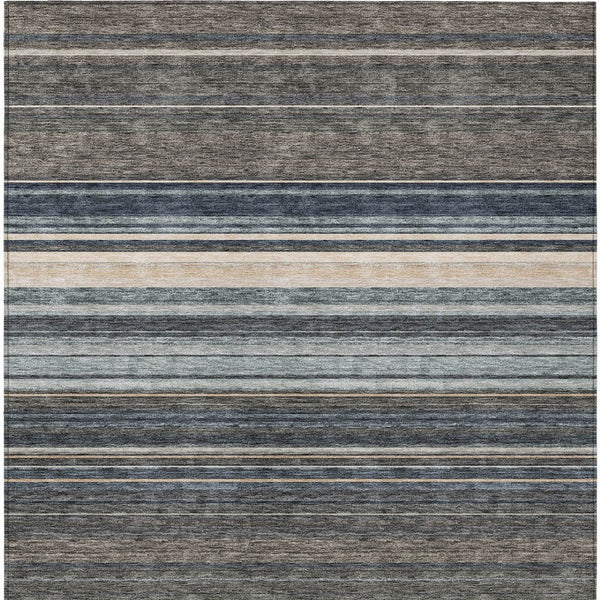 HomeRoots 5' Durable Taupe Beige and Pewter Striped Washable Area Rug for Indoor and Outdoor Elegance 8' X 10' 614848