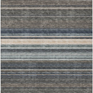HomeRoots 5' Durable Taupe Beige and Pewter Striped Washable Area Rug for Indoor and Outdoor Elegance 9' X 12' 614849