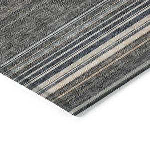 HomeRoots 5' Durable Taupe Beige and Pewter Striped Washable Area Rug for Indoor and Outdoor Elegance 9' X 12' 614849