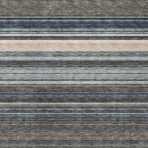 HomeRoots 5' Durable Taupe Beige and Pewter Striped Washable Area Rug for Indoor and Outdoor Elegance 9' X 12' 614849