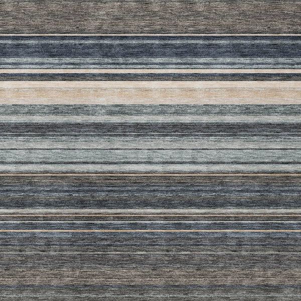HomeRoots 5' Durable Taupe Beige and Pewter Striped Washable Area Rug for Indoor and Outdoor Elegance 9' X 12' 614849