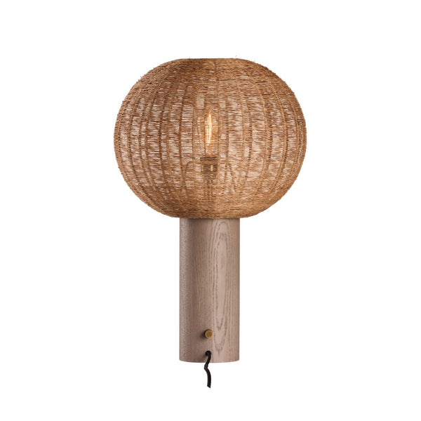 Wildwood Teague Sculptural Table Lamp With Hand-Woven Raffia Shade And Solid Wood Base For Cozy Ambiance 61485