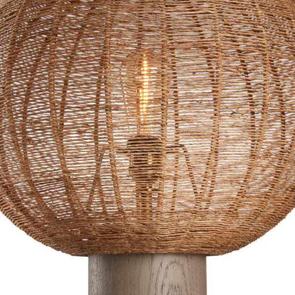 Wildwood Teague Sculptural Table Lamp With Hand-Woven Raffia Shade And Solid Wood Base For Cozy Ambiance 61485