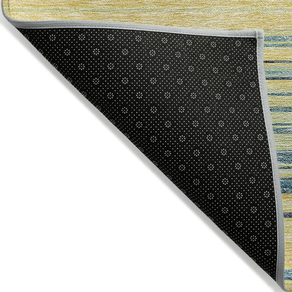 HomeRoots 5' Vibrant Yellow and Blue Striped Indoor-Outdoor Area Rug - Durable, Washable, Stylish Accent Piece 5' X 8' 614858