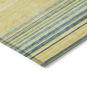 HomeRoots 5' Vibrant Yellow and Blue Striped Indoor-Outdoor Area Rug - Durable, Washable, Stylish Accent Piece 5' X 8' 614858