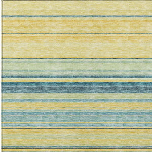 HomeRoots 5' Vibrant Yellow and Blue Striped Indoor-Outdoor Area Rug - Durable, Washable, Stylish Accent Piece 5' X 8' 614858