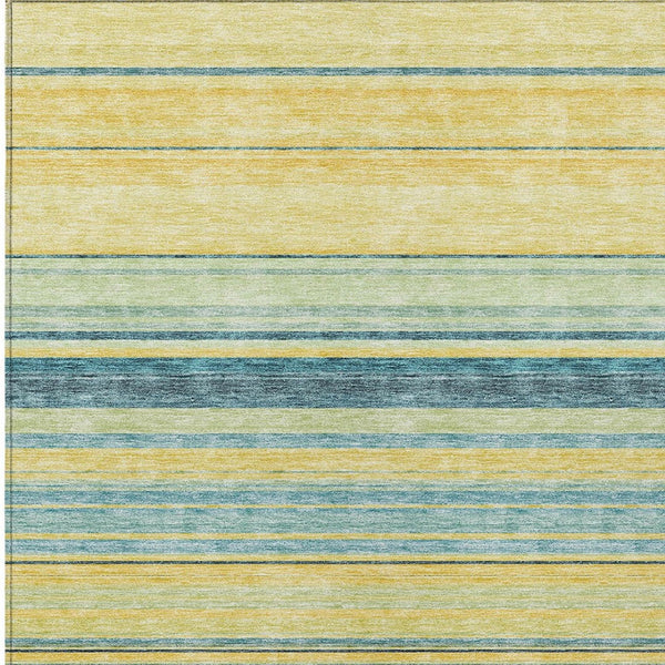 HomeRoots 5' Vibrant Yellow and Blue Striped Indoor-Outdoor Area Rug - Durable, Washable, Stylish Accent Piece 5' X 8' 614858