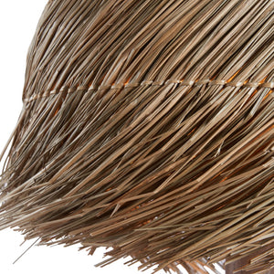 Wildwood Tulum Hand-Carved Wood Table Lamp With Handwoven Grass Shade, Organic Sculptural Ambient Lighting 61486