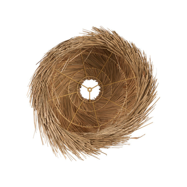 Wildwood Tulum Hand-Carved Wood Table Lamp With Handwoven Grass Shade, Organic Sculptural Ambient Lighting 61486