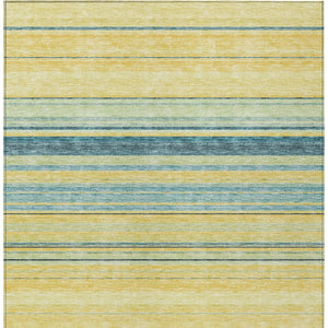 HomeRoots 5' Vibrant Yellow and Blue Striped Indoor-Outdoor Area Rug - Durable, Washable, Stylish Accent Piece 8' X 10' 614860