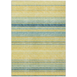 HomeRoots 5' Vibrant Yellow and Blue Striped Indoor-Outdoor Area Rug - Durable, Washable, Stylish Accent Piece 8' X 10' 614860
