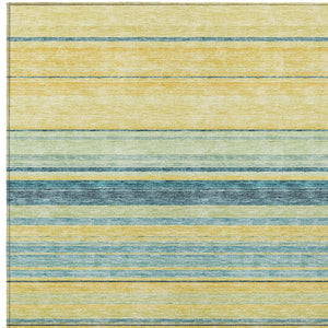 HomeRoots 5' Vibrant Yellow and Blue Striped Indoor-Outdoor Area Rug - Durable, Washable, Stylish Accent Piece 10' X 14' 614862