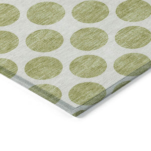 HomeRoots 5' Sage and Ivory Polka Dot Area Rug - Durable, Washable, Perfect for Indoor and Outdoor Spaces 5' X 8' 614864
