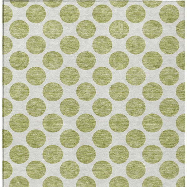 HomeRoots 5' Sage and Ivory Polka Dot Area Rug - Durable, Washable, Perfect for Indoor and Outdoor Spaces 5' X 8' 614864