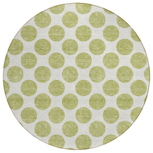 HomeRoots 5' Sage and Ivory Polka Dot Area Rug - Durable, Washable, Perfect for Indoor and Outdoor Spaces 8' Round 614865