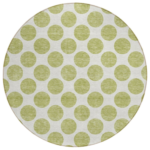 HomeRoots 5' Sage and Ivory Polka Dot Area Rug - Durable, Washable, Perfect for Indoor and Outdoor Spaces 8' Round 614865