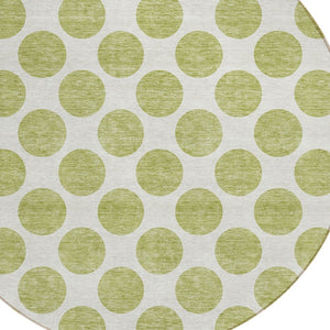 HomeRoots 5' Sage and Ivory Polka Dot Area Rug - Durable, Washable, Perfect for Indoor and Outdoor Spaces 8' Round 614865