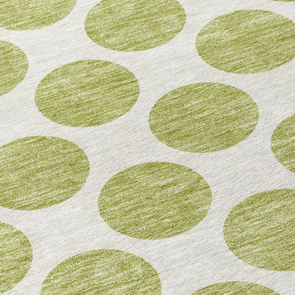 HomeRoots 5' Sage and Ivory Polka Dot Area Rug - Durable, Washable, Perfect for Indoor and Outdoor Spaces 8' Round 614865