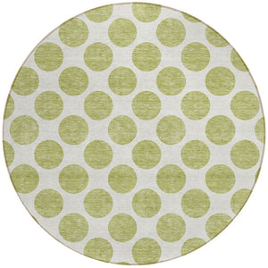 HomeRoots 5' Sage and Ivory Polka Dot Area Rug - Durable, Washable, Perfect for Indoor and Outdoor Spaces 8' Round 614865