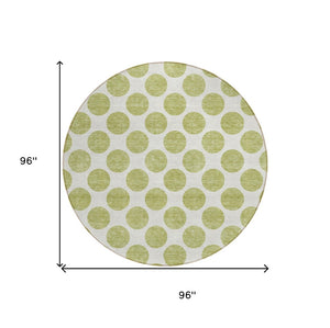 HomeRoots 5' Sage and Ivory Polka Dot Area Rug - Durable, Washable, Perfect for Indoor and Outdoor Spaces 8' Round 614865