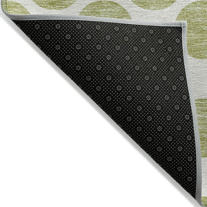 HomeRoots 5' Sage and Ivory Polka Dot Area Rug - Durable, Washable, Perfect for Indoor and Outdoor Spaces 8' X 10' 614866