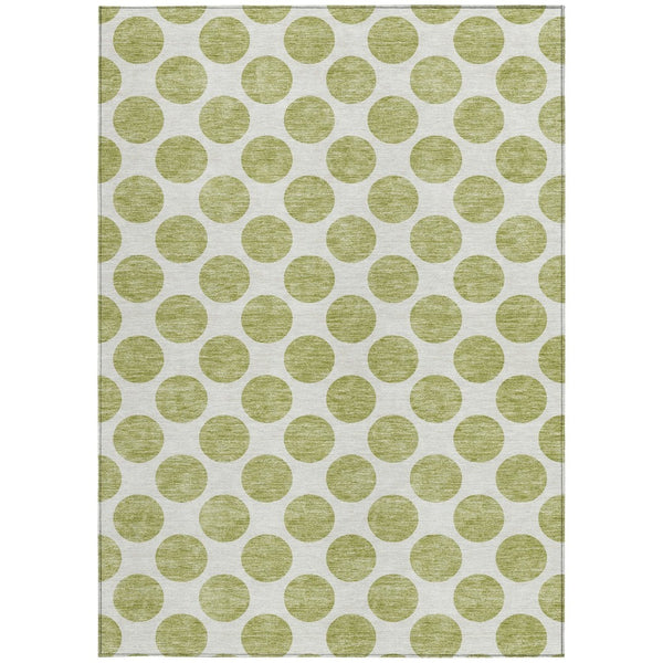 HomeRoots 5' Sage and Ivory Polka Dot Area Rug - Durable, Washable, Perfect for Indoor and Outdoor Spaces 9' X 12' 614867