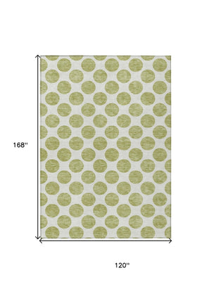 HomeRoots 5' Sage and Ivory Polka Dot Area Rug - Durable, Washable, Perfect for Indoor and Outdoor Spaces 10' X 14' 614868