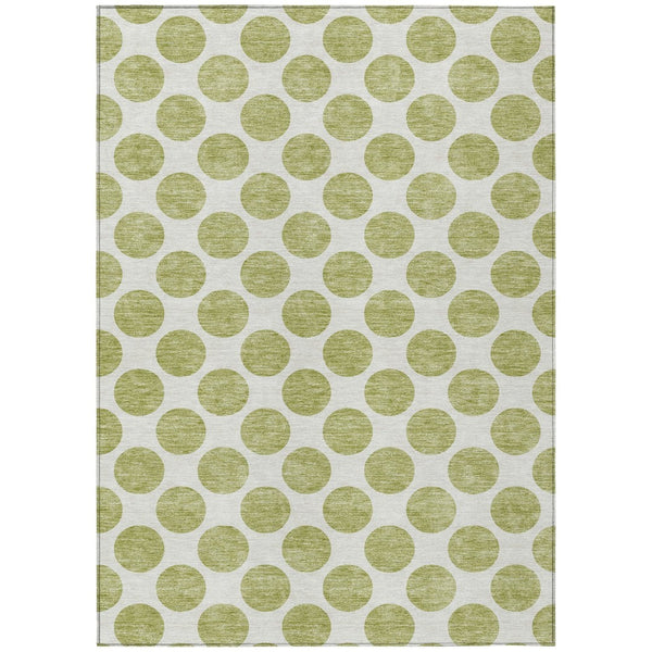HomeRoots 5' Sage and Ivory Polka Dot Area Rug - Durable, Washable, Perfect for Indoor and Outdoor Spaces 10' X 14' 614868