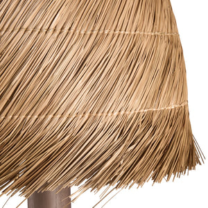Wildwood Tulum Sculptural Floor Lamp With Carved Wood Base & Handwoven Grass Shade For Warm Ambient Glow 61487