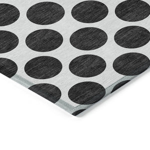 HomeRoots 5' Black and Ivory Polka Dot Washable Area Rug - Durable Design for Indoor and Outdoor Spaces 5' X 8' 614870