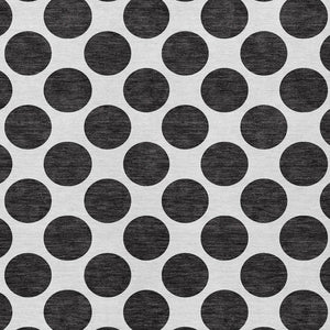 HomeRoots 5' Black and Ivory Polka Dot Washable Area Rug - Durable Design for Indoor and Outdoor Spaces 8' X 10' 614872