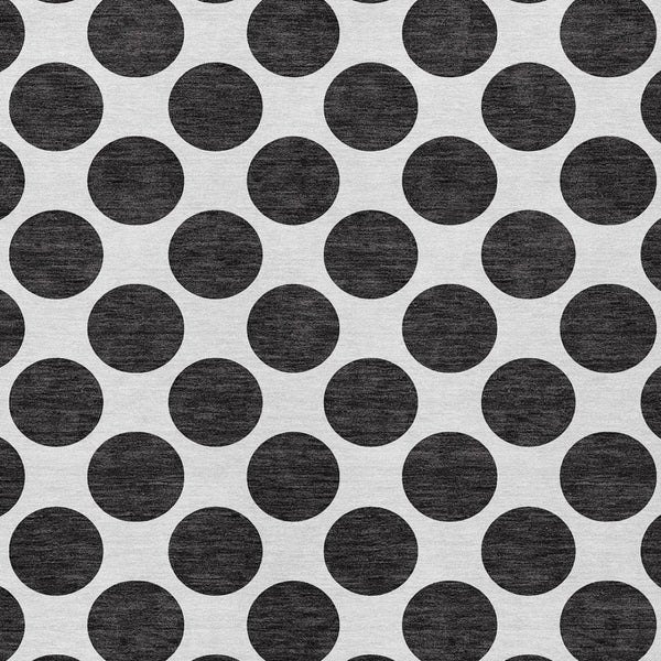 HomeRoots 5' Black and Ivory Polka Dot Washable Area Rug - Durable Design for Indoor and Outdoor Spaces 8' X 10' 614872