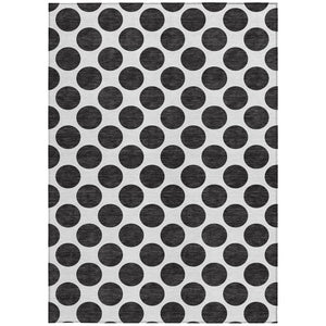 HomeRoots 5' Black and Ivory Polka Dot Washable Area Rug - Durable Design for Indoor and Outdoor Spaces 9' X 12' 614873