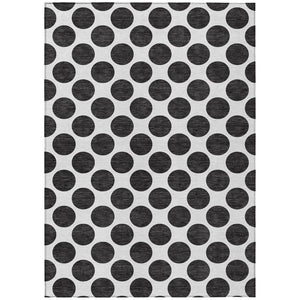 HomeRoots 5' Black and Ivory Polka Dot Washable Area Rug - Durable Design for Indoor and Outdoor Spaces 9' X 12' 614873