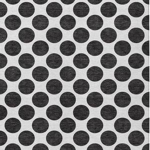 HomeRoots 5' Black and Ivory Polka Dot Washable Area Rug - Durable Design for Indoor and Outdoor Spaces 9' X 12' 614873