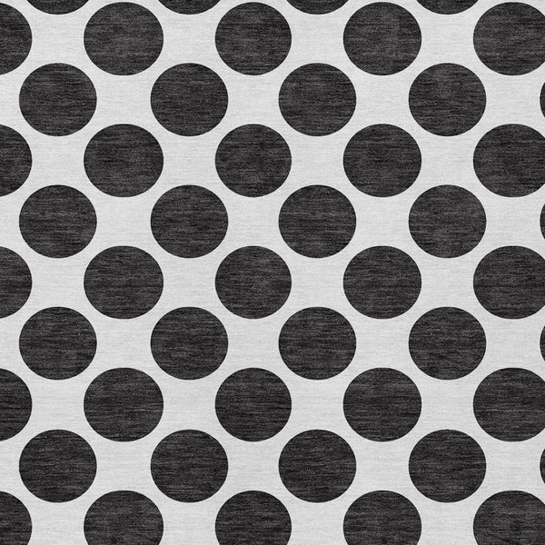 HomeRoots 5' Black and Ivory Polka Dot Washable Area Rug - Durable Design for Indoor and Outdoor Spaces 10' X 14' 614874