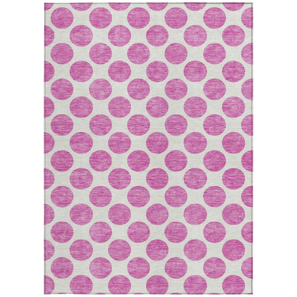 HomeRoots 5' Blush and Ivory Polka Dot Area Rug - Stylish, Washable, Durable for Indoor and Outdoor Spaces 8' X 10' 614878