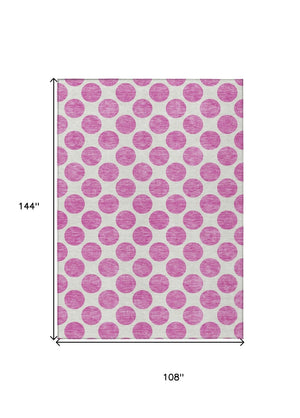 HomeRoots 5' Blush and Ivory Polka Dot Area Rug - Stylish, Washable, Durable for Indoor and Outdoor Spaces 9' X 12' 614879