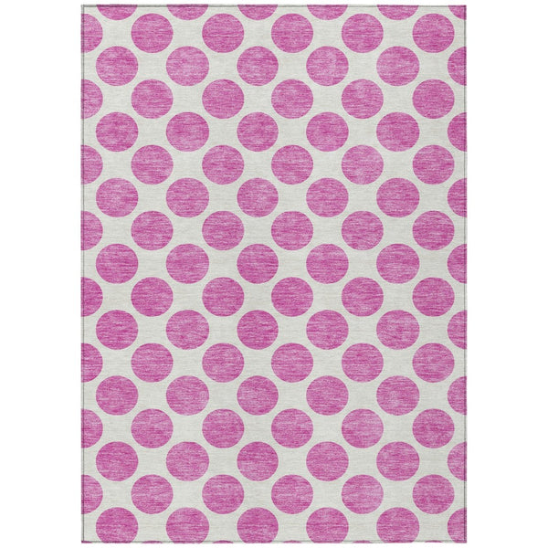 HomeRoots 5' Blush and Ivory Polka Dot Area Rug - Stylish, Washable, Durable for Indoor and Outdoor Spaces 9' X 12' 614879