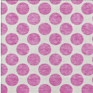 HomeRoots 5' Blush and Ivory Polka Dot Area Rug - Stylish, Washable, Durable for Indoor and Outdoor Spaces 9' X 12' 614879