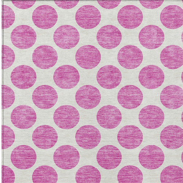 HomeRoots 5' Blush and Ivory Polka Dot Area Rug - Stylish, Washable, Durable for Indoor and Outdoor Spaces 9' X 12' 614879