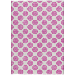HomeRoots 5' Blush and Ivory Polka Dot Area Rug - Stylish, Washable, Durable for Indoor and Outdoor Spaces 9' X 12' 614879