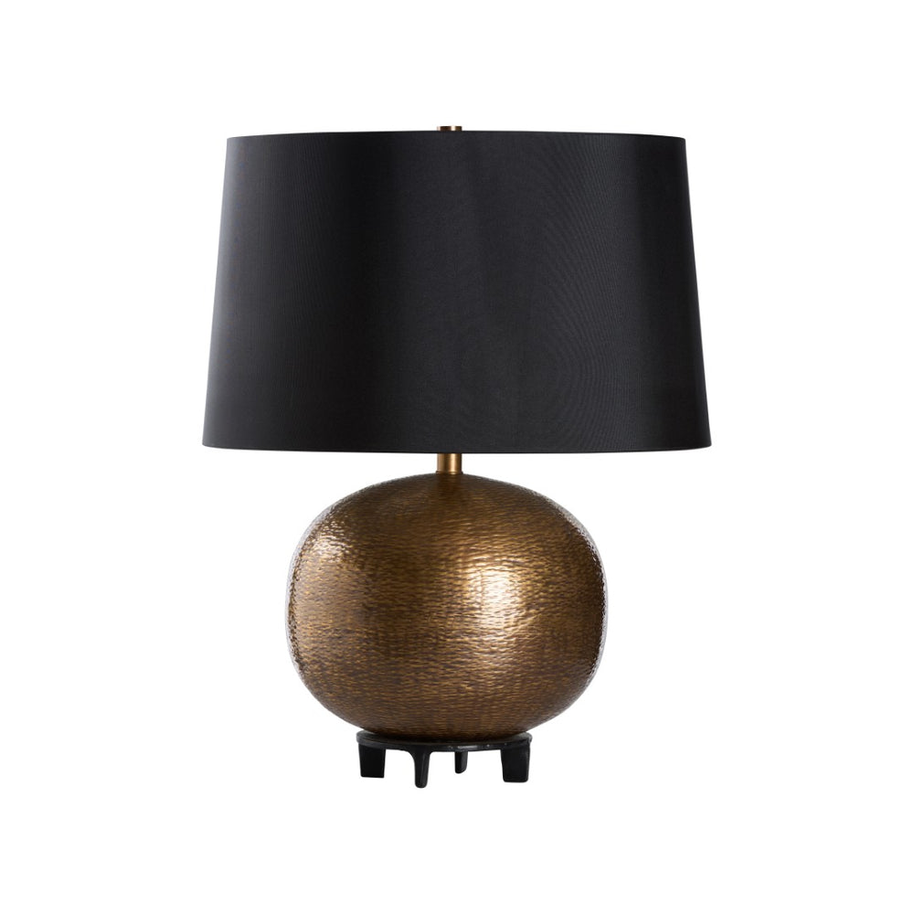 Wildwood Amhurst Hammered Antique Brass Table Lamp With Sleek Black Shade — Versatile Ambient & Task Lighting 61488
