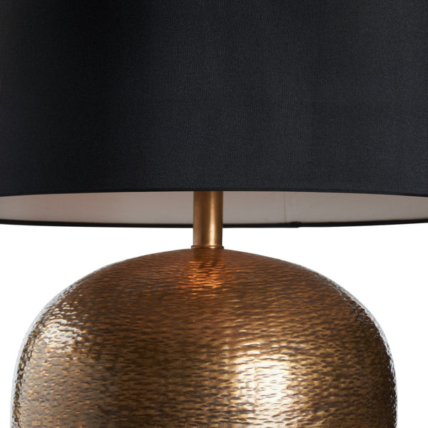 Wildwood Amhurst Hammered Antique Brass Table Lamp With Sleek Black Shade — Versatile Ambient & Task Lighting 61488