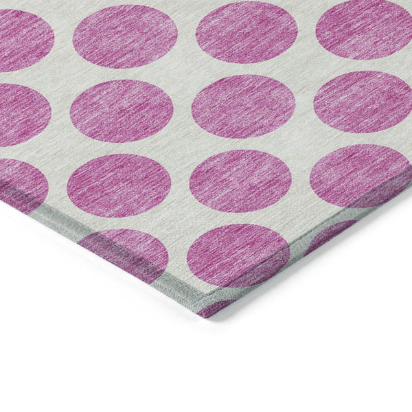HomeRoots 5' Blush and Ivory Polka Dot Area Rug - Stylish, Washable, Durable for Indoor and Outdoor Spaces 10' X 14' 614880