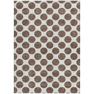HomeRoots 5' Durable Brown and Ivory Polka Dot Area Rug – Washable, Stylish for Indoor and Outdoor Spaces 8' X 10' 614884