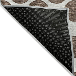 HomeRoots 5' Durable Brown and Ivory Polka Dot Area Rug – Washable, Stylish for Indoor and Outdoor Spaces 8' X 10' 614884