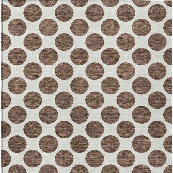 HomeRoots 5' Durable Brown and Ivory Polka Dot Area Rug – Washable, Stylish for Indoor and Outdoor Spaces 9' X 12' 614885